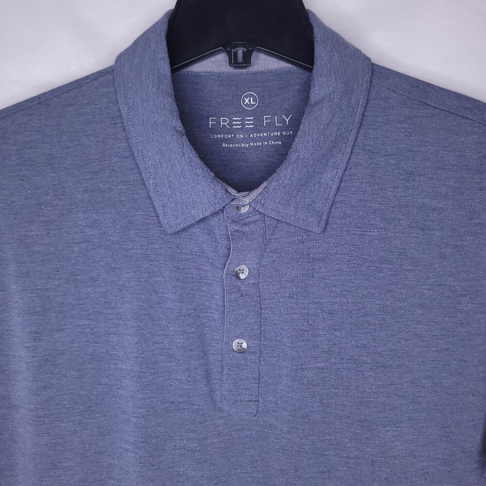 Free Fly Polo Shirt Mens XL Blue Short Sleeve Performance